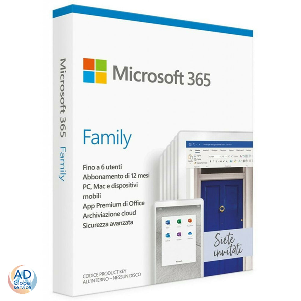 Microsoft Office 365 Family 6 Utenti 5 Dispositivi Pc 1 Anno (Windows / Mac / Android / iOS)